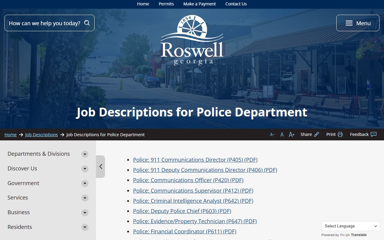 Roswell Police Department website for felony records
