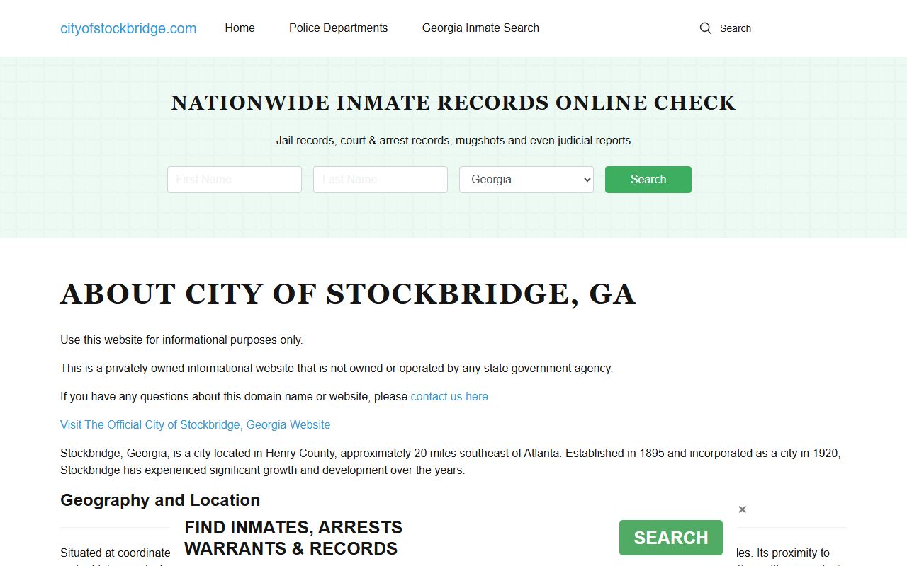 Stockbridge police department for felony arrest records