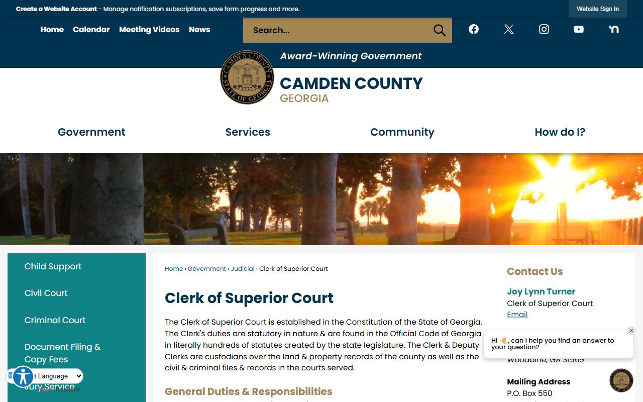 Camden County felony records clerk of court page