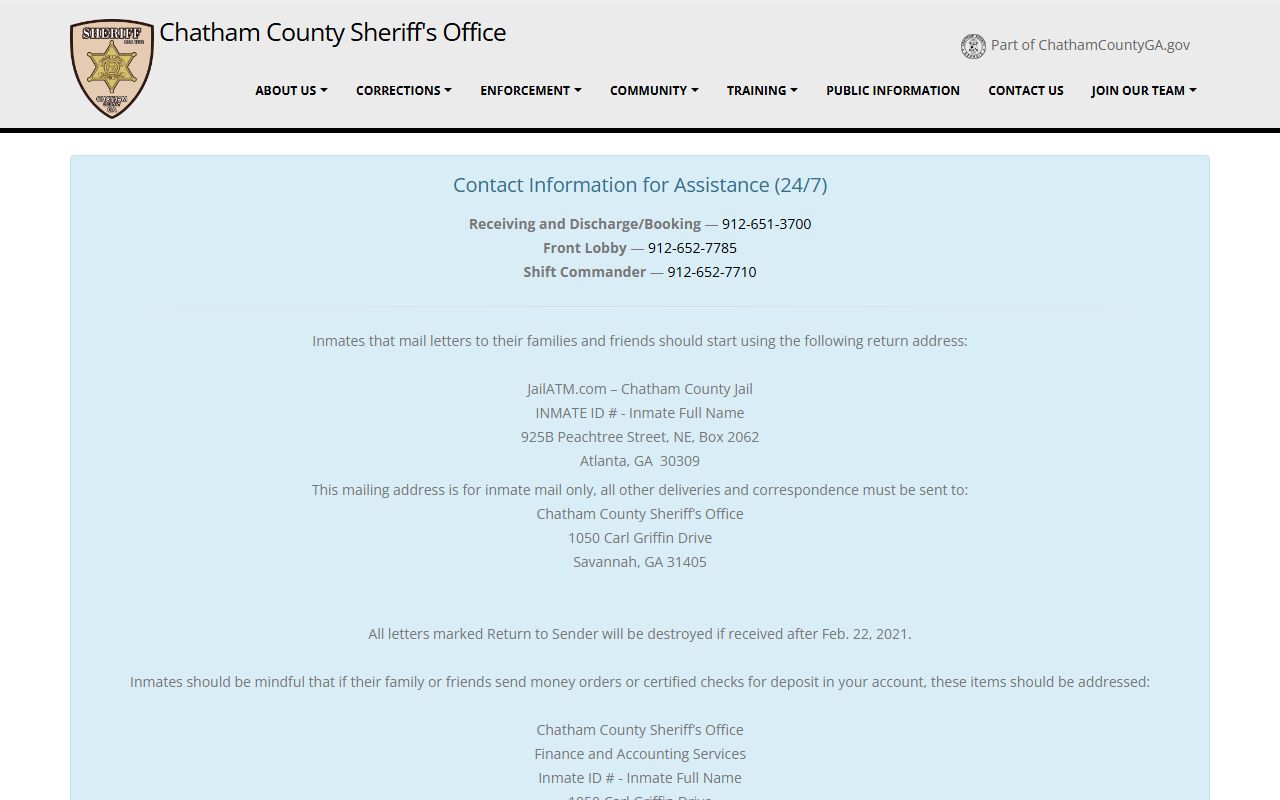 Chatham County Sheriff's Office felony records