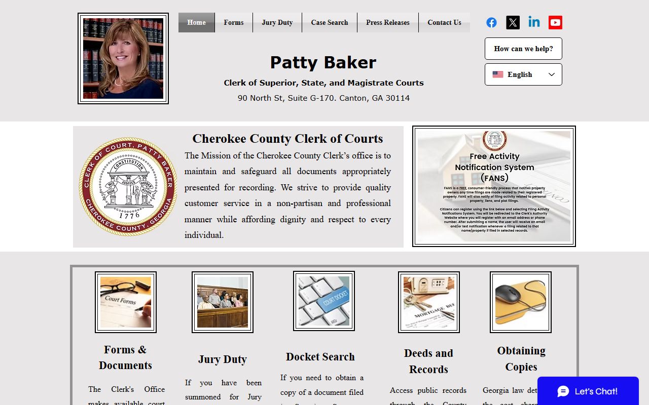 Cherokee County Sheriff website for felony records