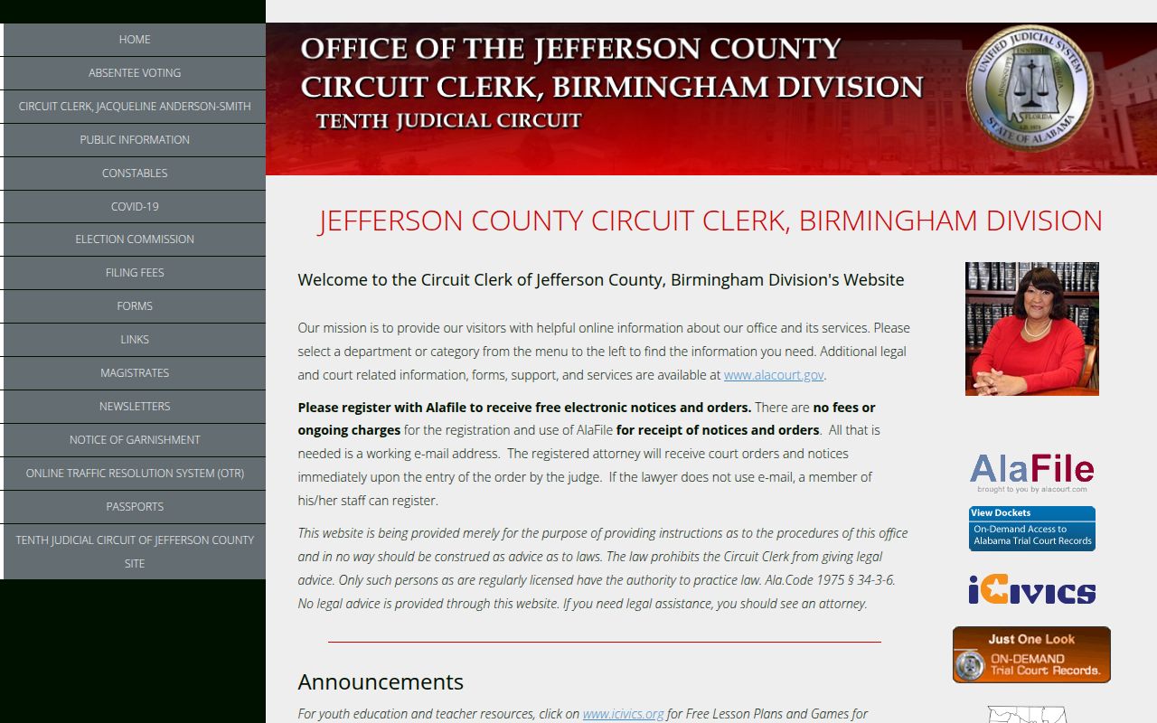Jefferson County Superior Court Clerk office website for divorce records