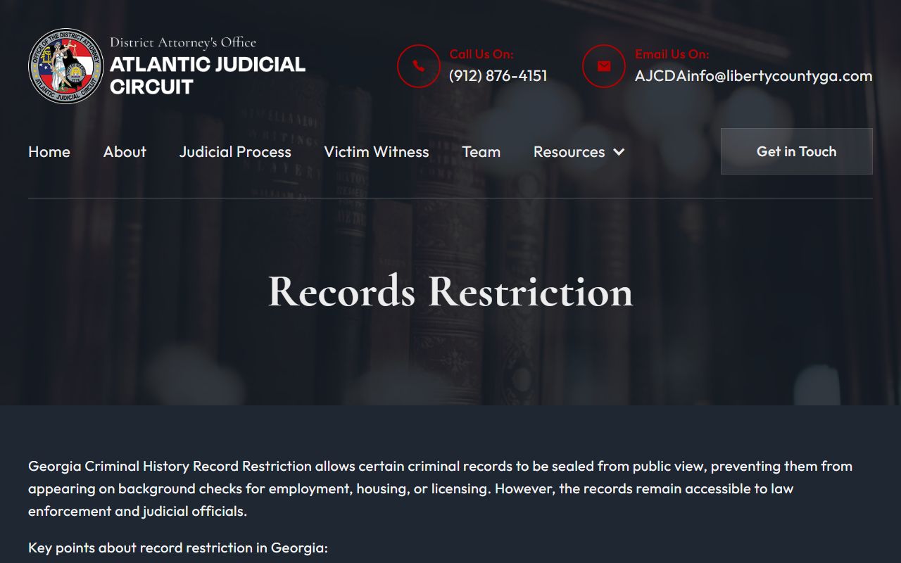 Liberty County District Attorney record restrictions page