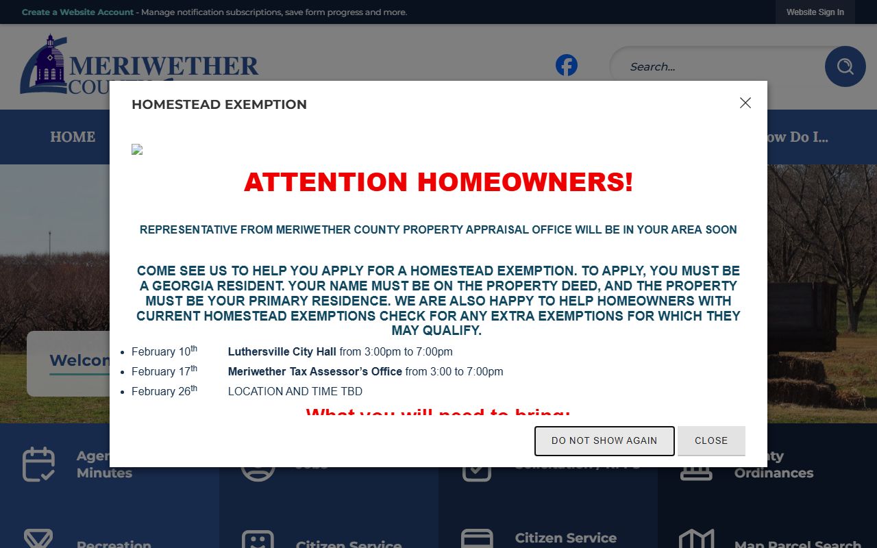 Meriwether County government website for felony records