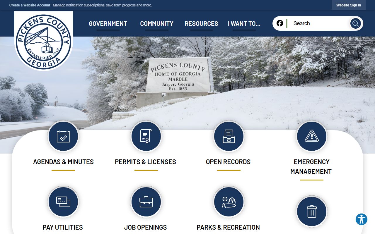 Pickens County government website for felony records