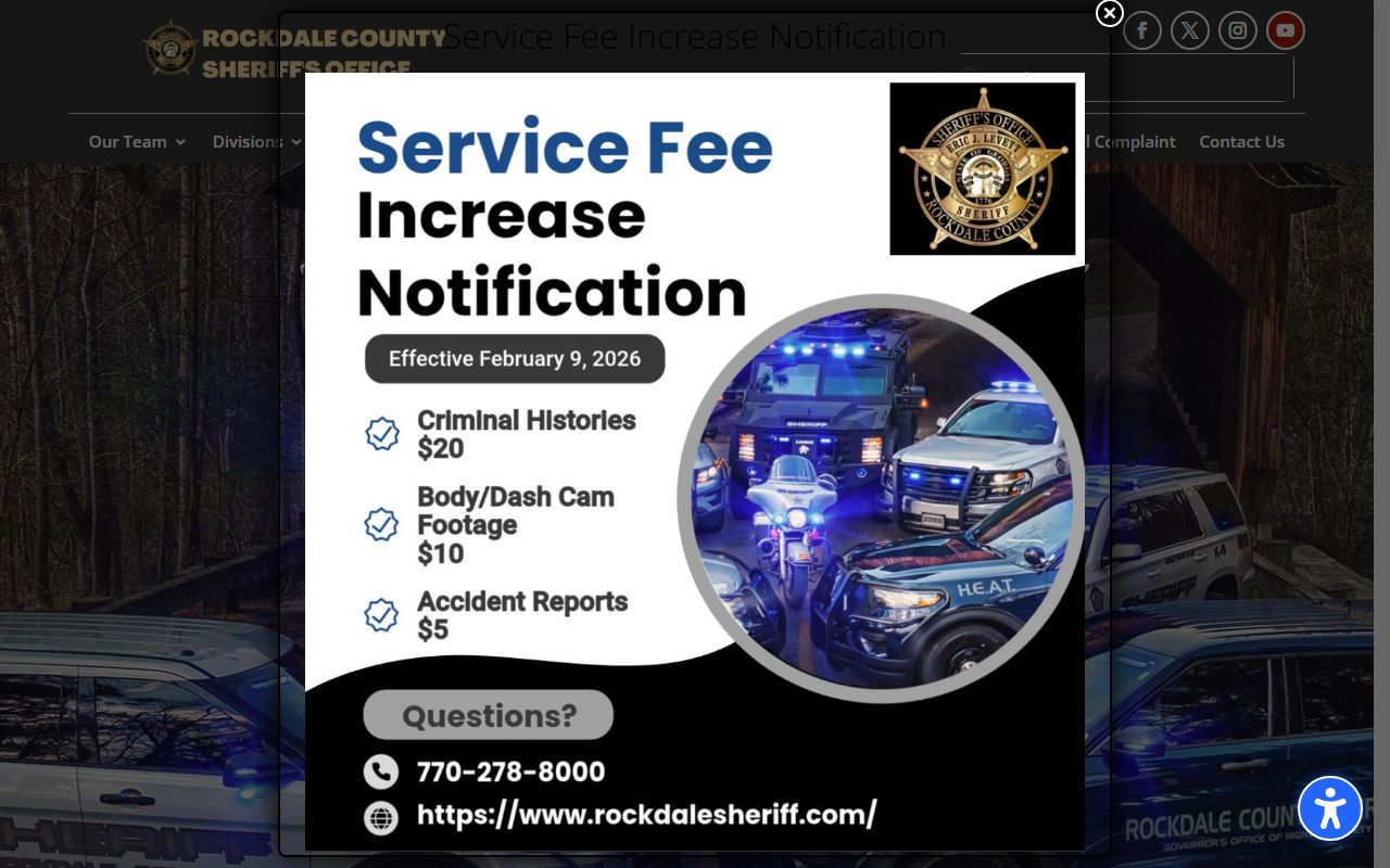 Rockdale County Sheriff's Office website for felony record lookups