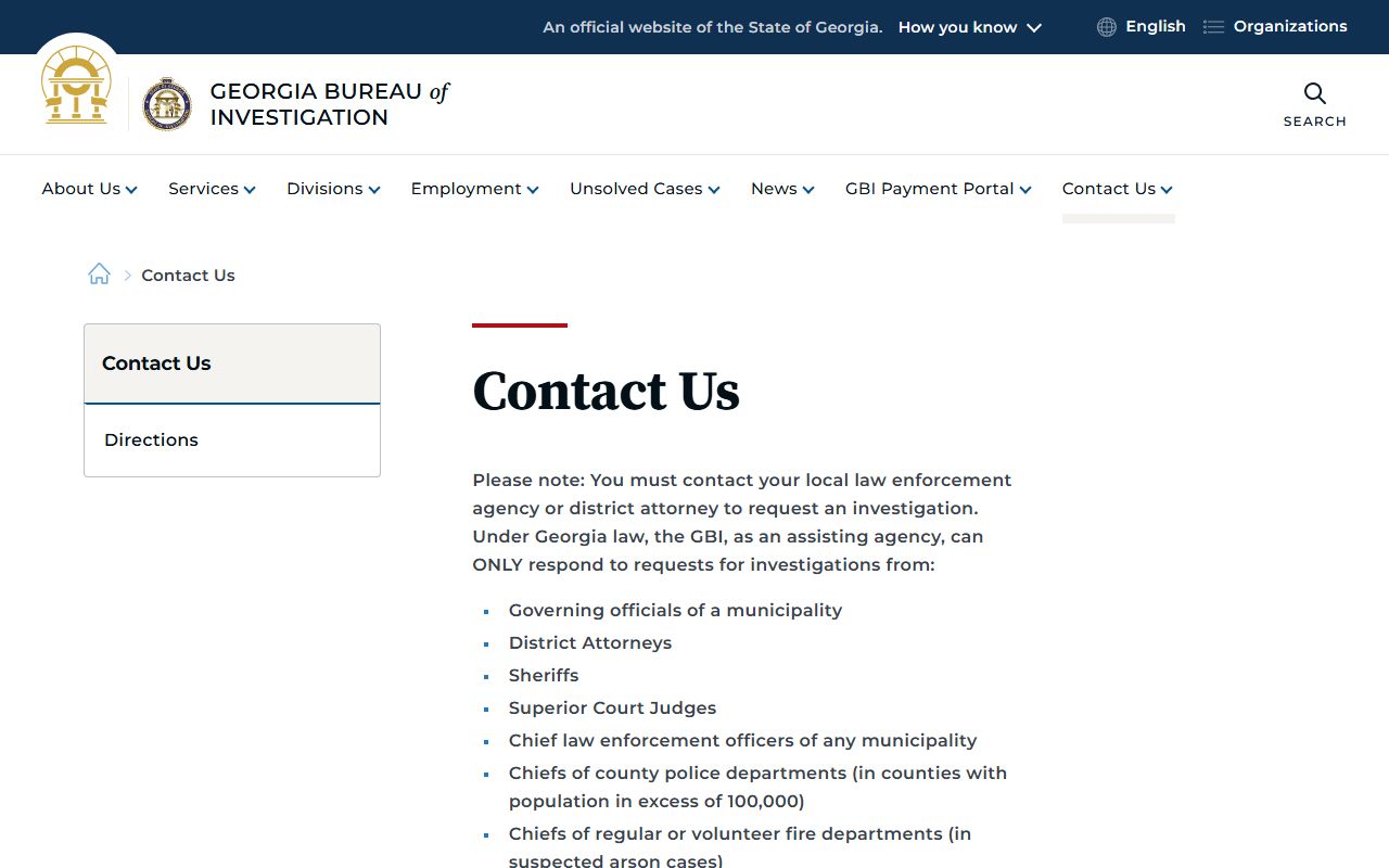 GBI contact page for Georgia felony record inquiries