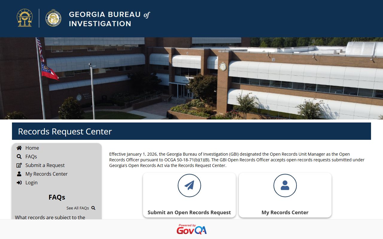 GBI open records request portal for Georgia felony records